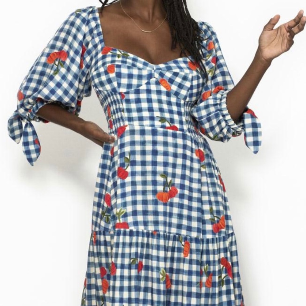 Farm Rio Cropped Dress Pitanga Vichy Blue.